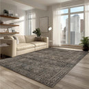 9x12 Area Rug Living Room Rugs, Stain Resistant Washable Rug, Vintage Large Non-Slip Backing, Low Pile Lightweight Print Rug for Bedroom Dinning Room Home Office (Brown) by TinyTreasures Baby Boutique