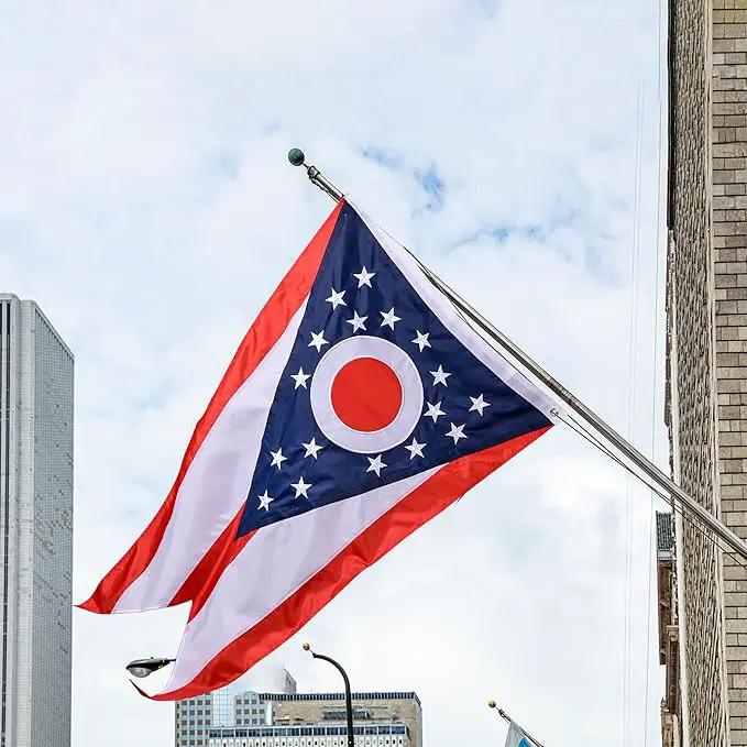 Ohio State Flag 5x8 Ft, Deluxe Embroidered Heavy Duty Polyester Durable OH Outside Flags, Indoor/Outdoor, Sewn Stripes and Brass Grommets, photo 7 of 7