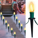 Joiedomi 30.75FT C9 Christmas Pathway Stake Lights 24 LED Jumbo Bulbs, Warm White Outdoor Walkway Decor with Green Wire Connectable for Holiday Commercial Xmas Yard Garden Lawn by GreenHaven Gardens