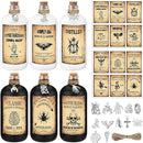 Uiifan 31 Pcs Halloween Potion Bottles Set Including Glass Apothecary Bottles with Cork Stickers and Pendants Halloween Decorations Indoor Party Supplies(White, Black,8.5 oz) by CozyNest Decor