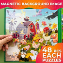 QUOKKA Magnetic Puzzles for Kids Ages 3-5 - 2x48 Travel Puzzles Games for Toddlers 3-4 Years Old - Activities Car Toy for Boys and Girls 4-6 yo - Farm & Forest Animals Learning Magnet for Road Trip by TinyTreasures Baby Boutique