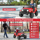 Costzon 12V Kids Ride on Truck Car, Electric Vehicle w/Remote Control, Threaded Wheels, 3 Speeds, LED Lights, Music, Horn & Wireless Connection, Battery Powered Ride on Toy for Boys & Girls 3+ (Red) by TinyTreasures Baby Boutique