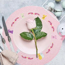 Whaline 4Pcs Round Bunny Easter Placemats Pink Rabbit Embroidered Place Mats Spring Cute Rabbit Dinner Table Mat Easter Dining Kitchen Table Mats for Home Wedding Baby Shower Birthday Party Decor by CozyNest Decor