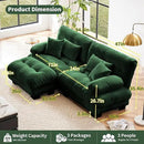 Modular Sectional Sofa, Comfy Cloud Couch Oversized Loveseat with Ottoman, Sectional Couches for Living Room, Modern Chenille L Shaped Couch, Sleeper Deep Seat Sofa with Throw Pillows, Green by CozyNest Decor