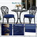 Codi Round Outdoor Chair Cushions 15 Inch, Patio Bistro Cushion Set of 2, Waterproof with Adjustable Straps, Navy 15x15'' by GreenHaven Gardens