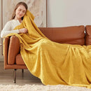 inhand Knitted Fall Throw Blanket for Couch and Bed, Knit Fall Decor Halloween Blanket with Tassel, Mustard Yellow Lightweight Decorative Farmhouse Warm Woven Blankets and Throws for Women, 50"x60" by CozyNest Decor