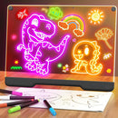 16-Inch Rechargeable Doodle Glow LED Note Board, 7-Color Light Modes, Neon Art Dry Erase Light Up Drawing Pad with Built-in Stand, Sketching Gift Toy for Kids/Girls/Teens, 5 Markers & Tracing Book by TinyTreasures Baby Boutique
