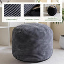 HIGOGOGO Round Stuffed Pouf Ottoman, Corduroy Poufs with Foam Chunk Filling, Furry and Fluffy Pouf Foot Stool Storage Ottoman, 26 X 18 Floor Poufs Foot Rest for Living Room, Dark Grey by CozyNest Decor
