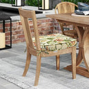Round Corner Seat Cushions, 17" x 16" x 2", Set of 4, Indoor Outdoor Water Repellent Universal Chair Pads with Ties for Patio Furniture, Garden Deck Dining Chairs, Leaf and Flower by GreenHaven Gardens