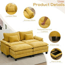 URRED Modular Sectional Sofa Comfy Cloud Couch, Modern Chenille Sofa Sleeper Deep Seat Couches with Ottoman/Pillows for Living Room (Yellow, 82.6''- 2 Ottomans) by CozyNest Decor