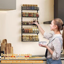 X-cosrack 5-Tier Small Wall-Mounted Spice Rack Organizer, Height-Adjustable, Space-Saving Compact Design for Kitchen Pantry Cabinet, Black