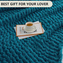 L'AGRATY Chunky Knit Blanket Throw: 60''x80'' Chenille Chunky Knitted Throw Blanket for Bed Couch - Handmade Thick Big Cable Knit Blanket - Large Crochet Rope Blanket for Home Decor(Teal) by CozyNest Decor