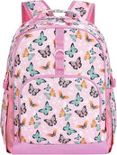 Choco Mocha Butterfly Backpack for Girls, Elementary School Backpack for Girls Ages 6-8 Kids Kindergarten Backpack Bookbag 17 Inch with Chest Strap, Pink by TinyTreasures Baby Boutique
