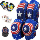 Soft-Style Kids Knee and Elbow Pads with Bike Gloves, Flexible Impact-Resistant Gear for Ages 2-11, Designed for Balance Bikes, Roller-Skating, and Skateboarding by TinyTreasures Baby Boutique