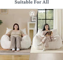 Giant Plush Bean Bag Chair for Adults with Armrests - Oversized Comfy Beige Beanbag Lounge Lazy Floor Sofa Accent Chair for Living Room, Bedroom & Dorm, Cozy Fluffy Single Cloud Mini Couch by CozyNest Decor