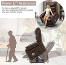 Power Lift Recliner Chair for Adults Elderly Lay Flat Leather Recliners with Massage Heating, Extended Footrest, Wireless Charging Device, USB Ports, Cup Holder, Lumbar Pillow, Up to 400LBS by CozyNest Decor