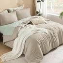 Litanika Comforters Oatmeal Oversized King Size, 3 Pieces Lightweight Solid Bedding Comforter Set, All Season Fluffy Bed Set (120x98In Comforter & 2 Pillowcases) by CozyNest Decor
