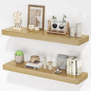 Floating Shelves for Wall, 31.5" W x 6.7" D x 1.5" H, Wooden Wall Mounted Display Shelves with Invisible Brackets for Living Room, Bedroom, Bathroom, Kitchen Decor and Storage, Set of 2, Oak by CozyNest Decor