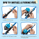 Kids Fishing Pole Set, Telescopic Fishing Rod Reel Combo Kids Starter Kit with Lures Tackle Box, Foldable Stool and Portable Bag for Boys Girls Younth by TinyTreasures Baby Boutique