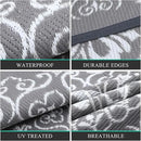 Pauwer Waterproof Outdoor Rug 6ft, Reversible Plastic Straw Patio Camping Rug, Indoor Outdoor RV Mat Carpet for Deck, Camper, Porch, Balcony, Backyard, Picnic, Floral Grey by GreenHaven Gardens