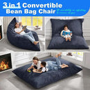 Hobestluk 3 in 1 Bean Bag Chair Giant Bean Bag Chairs for Adults with Plush Faux Fur Cover Convertible Bean Bag Floor Cushion with Machine Washable Cover for Living Room (Plush Dark Grey) by CozyNest Decor