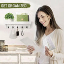 Rebee Vision Key and Mail Holder for Wall with Floating Shelf : Decorative Hanging Organizer with 5 Sturdy Keys Hooks and Wall Mount Key Rack - Farmhouse Entryway Décor (Modern White) by CozyNest Decor