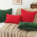 decorUhome Chenille Soft Throw Pillow Covers 20x20 Set of 2, Farmhouse Velvet Neutral Decorative Euro Pillow Covers with Stitched Edge for Couch Sofa Bed Home Decor, Red by CozyNest Decor