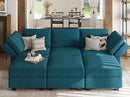 Belffin Terry Fabric Modular Sectional Sleeper Sofa Bed with Storage Convertible Sectional Couches for Living Room 6 Seaters Peacock Blue Modular Sofa by CozyNest Decor