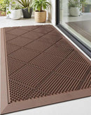 DEXI Front Door Mats Outside Entrance, 17x36 Rubber Waterproof Dirt Trapping Entry Mat for Entryway, Heavy Duty Non-Slip Low-Profile Welcome Doormat All Weather for Patio, Brown by CozyNest Decor