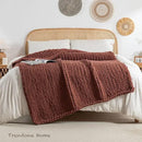 Chunky Knit Blanket Throw, 100% Hand Knit Throw Blanket Handmade Chenille Cable Knit Throw for Couch, Stylish Cozy Soft Rope Knot Crochet Blanket for Home Decor, Copper Brown, 60x80 Inches by CozyNest Decor
