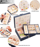 Womens Earring Jewelry Box for Girls Jewelry Earring Organizer Box Earring Holder Organizer for Girls Jewelry Organizer Earring Boxes for Women Girls Stud Earring Organizer Jewelry Box Navy by TinyTreasures Baby Boutique