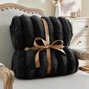 BEDELITE Faux Fur Throw Blanket for Couch, Soft and Cozy Luxurious 3D Striped Fluffy Blanket, 770GSM Thick Warm Plush Fuzzy Faux Rabbit Fur Blanket for Women Gift (Black, 60"x 80") by CozyNest Decor