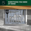 Luxury Bamboo Kitchen Drawer Organizer - Silverware Organizer - Utensil Holder and Cutlery Tray with Grooved Drawer Dividers for Flatware and Kitchen Utensils (9 Slot, Gray) by CozyNest Decor