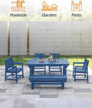 HDPE Outdoor Bench, 55" Patio Bench Outdoor Furniture, Poly Lumber Adirondack Benches, All Weather HDPE Garden Backless Benches for Park, Poolside, Deck, Porch, Navy by CozyNest Decor