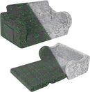 Kids Extra Wide Glow in The Dark Chairs for Toddler, 2-in-1 Toddler Soft Sherpa Couch Fold Out, Convertible Sofa to Lounger for Girls and Boys, Dark Grey by CozyNest Decor