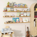 Fun Memories Picture Ledge Shelves Set of 2, 24 Inch Rustic Wall Mounted Floating Shelves with Lip for Home Storage and Décor in Bathroom, Kitchen, Nursery, Bedroom, Living Room, Oak by CozyNest Decor