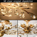Ganeed Crystal Chandeliers,Vintage K9 Clear LED Ceiling Lighting,Edison Pendant Light Flush Mounted Fixture with 5 Light for Living Room Dinning Room Restaurant Porch Hallway (Gold) by CozyNest Decor