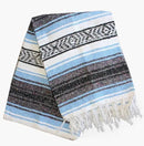Del Mex Classic Mexican Blanket, Large Authentic Woven Falsa Throw (70"x50"), Artisan Southwest Décor for Beach, Yoga, Outdoors (Light Blue) by CozyNest Decor
