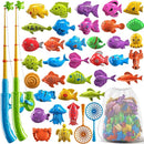 Magnetic Fishing Game Pool Toys for Kids 3-5, Water Table Bathtub Kiddie Party Toy with Pole Rod Net Plastic Floating Fish, Outdoor Toys for Boys Girls Kids Age 3 4 5 6 7 8 Year Old by TinyTreasures Baby Boutique