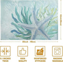 Nautical Coastal Placemats Set of 4 Ocean Coral Starfish Seagrass Beach Theme Table Mat 12x18 Inch Teal Turquoise Blue Summer Linen Fabric Place Mats for Party Kitchen Dining Outdoor Indoor Decor by CozyNest Decor
