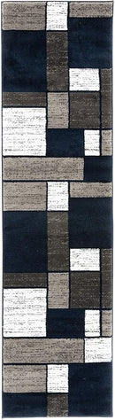 Rugshop Contemporary Modern Boxes Runner Rug 2' x 7'2"Navy by TinyTreasures Baby Boutique