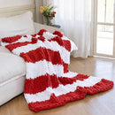 Chunky Knit Blanket - Luxury Soft Cozy 60 * 80 Throw Blanket,100% Woven Blanket Rope Knot Throw Blanket for Couch, Sofa, Home Decor, Gift - Machine Washable（White/Wine red） by CozyNest Decor