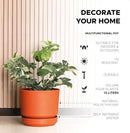 Elly Décor 14 inch Plastic Cylinder Planter Pot with Self-Watering Saucer and Drainage Hole,Lightweight & Extremely Durable, 14"x 14", Terracotta by GreenHaven Gardens