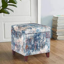 Adeco 18 Inch High Cube Ottoman Storage, Linen Chair Foot Stools, Upholstered Vanity Stool with Hinged Lid, Solid Wood Legs by CozyNest Decor