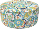 LVTXIII Outdoor/Indoor Inflatable Stool Ottoman, All Weather Patio Footrest Pouf, Portable Round Ottoman for Patio Garden, Camping or Home, D21xH9 Inches, Flower Blue by CozyNest Decor