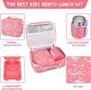 Bento Lunch Box Set With 10oz Soup Thermo, Leak-proof Lunch Containers with 4 Compartment, Kids Hot Thermo Food Jar/Insulation Lunch Bag, Food Containers for School（Mermaid） by TinyTreasures Baby Boutique