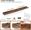 Fun Memories Picture Ledge Shelves Set of 2, 48 Inch Rustic Wall Mounted Floating Shelves with Lip for Home Storage and Décor in Bathroom, Kitchen, Nursery, Bedroom, Living Room, Brown by CozyNest Decor