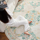 jinchan Round Rug 5ft Area Rugs Vintage Floral Distressed Design,Machine Washable Soft Non-Slip Low-Pile Ultra-Thin Circle Rug for Entryway Living Room Dining Room Bedroom (5' Round,Apricot Multi) by TinyTreasures Baby Boutique