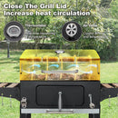 MELLCOM Charcoal Grill with Wood Foldable Side Table - 338 Sq.In BBQ Area with Individual Lifting Charcoal Trays & Thermometer, Movable Charcoal Grill for Outdoor Patio, Garden and Backyard