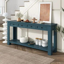 Solid Wood Console Table,63 in Long Sofa Table Entryway Table with 4 Drawers and Bottom Shelf for Hallway Living Room Couch Table,Fully Assembled (63" Dark Blue) by CozyNest Decor
